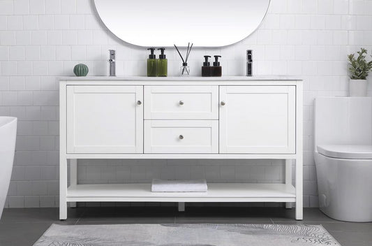 Elegant Furniture & Lighting - Heath 60 Inch Double Bathroom Vanity In White - VF22260DWH veiw 2