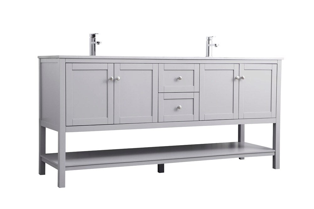 Elegant Furniture & Lighting - Heath 72 Inch Double Bathroom Vanity In Grey - VF22272DGR veiw 6