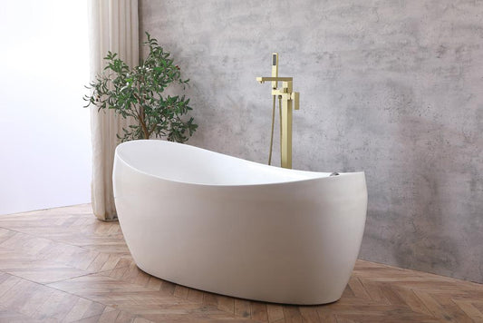 Elegant Furniture & Lighting - Henry Floor Mounted Roman Tub Faucet with Handshower in Brushed Gold - FAT-8002BGD veiw 2