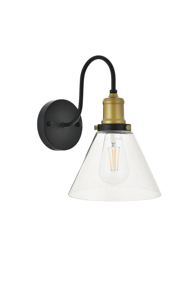 Elegant Furniture & Lighting - Histoire 1 light brass and black Wall Sconce - LD4017W7BRB veiw 1