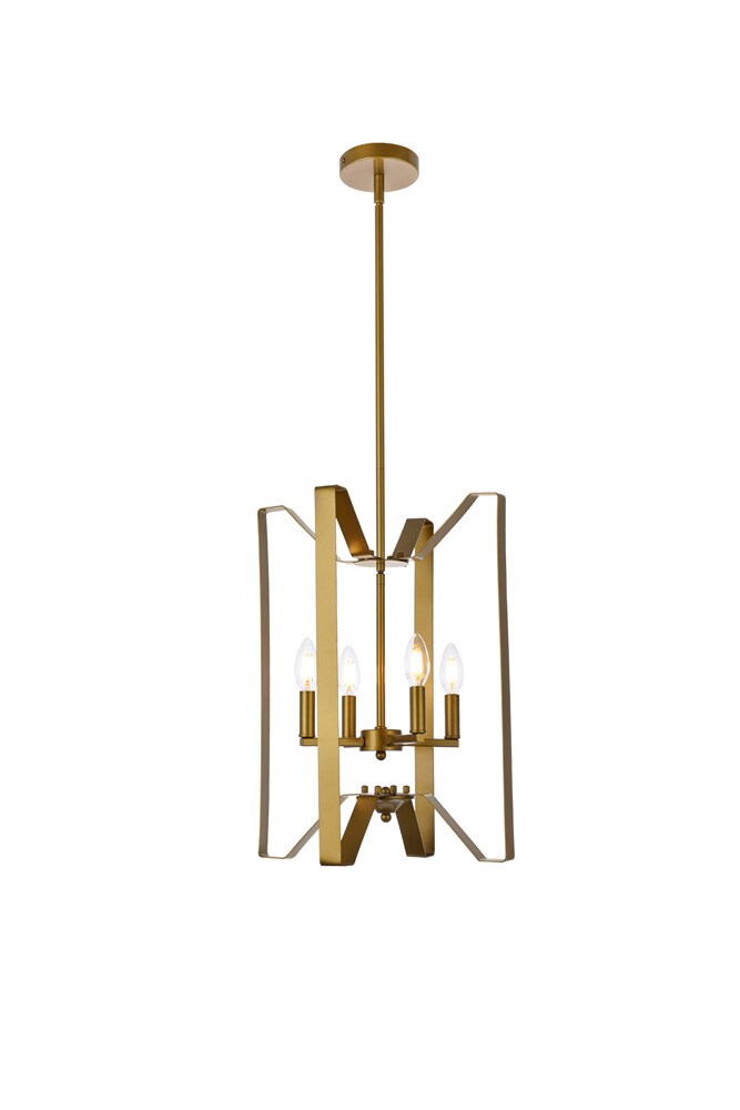 Elegant Furniture & Lighting - Hoffman 4 lights pendant in brass - LD7072D14BR veiw 1