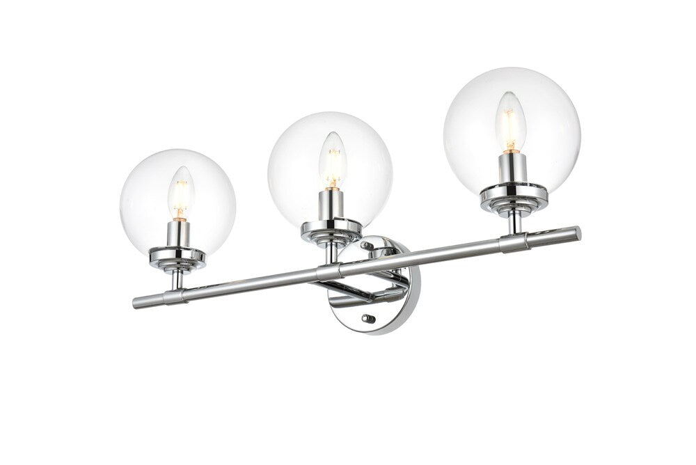 Elegant Furniture & Lighting - Ingrid 3 light Chrome and Clear Bath Sconce - LD7302W24CH veiw 1