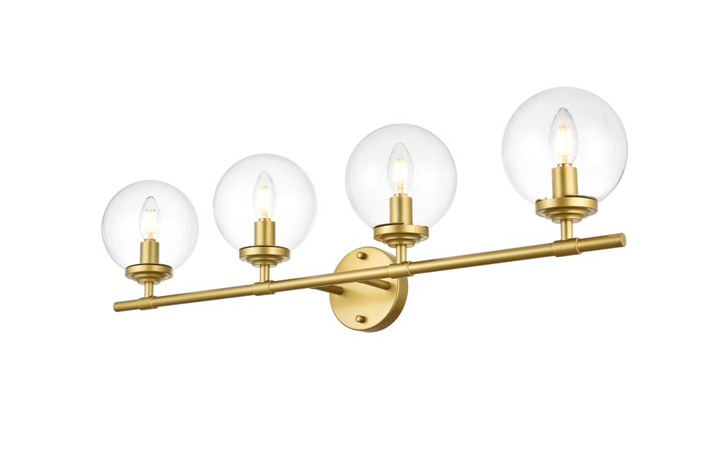 Elegant Furniture & Lighting - Ingrid 4 light Brass and Clear Bath Sconce - LD7302W33BRA veiw 1