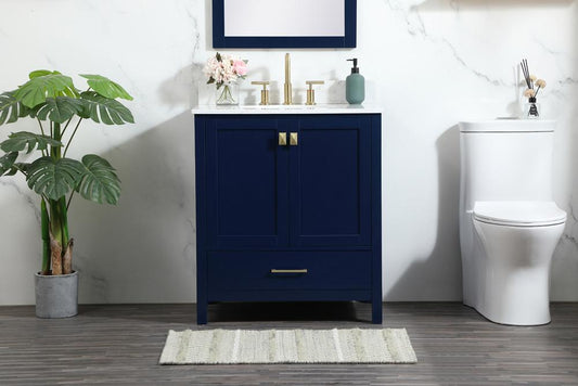 Elegant Furniture & Lighting - Irene 30 inch Single bathroom vanity in blue with backsplash - VF18830BL-BS veiw 2