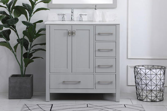 Elegant Furniture & Lighting - Irene 32 inch Single Bathroom Vanity in Gray with Backsplash - VF18832GR-BS veiw 2