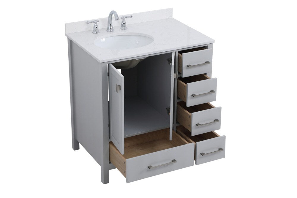 Elegant Furniture & Lighting - Irene 32 inch Single Bathroom Vanity in Gray with Backsplash - VF18832GR-BS veiw 15