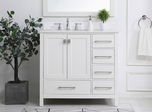 Elegant Furniture & Lighting - Irene 36 inch Single Bathroom Vanity in White with Backsplash - VF18836WH-BS veiw 2