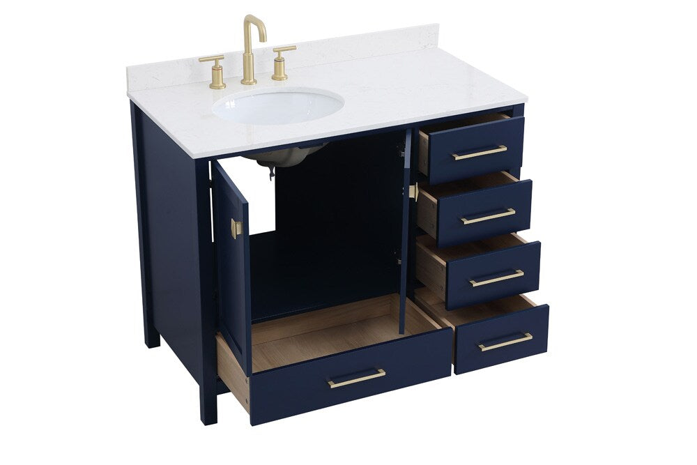 Elegant Furniture & Lighting - Irene 42 inch Single Bathroom Vanity in Blue - VF18842BL veiw 15