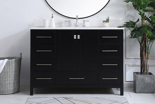 Elegant Furniture & Lighting - Irene 48 inch Single Bathroom Vanity in Black - VF18848BK veiw 2