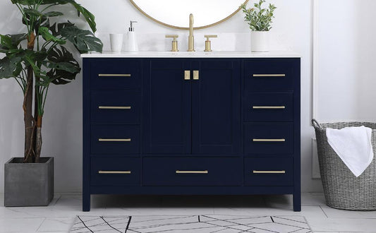 Elegant Furniture & Lighting - Irene 48 inch Single Bathroom Vanity in Blue with Backsplash - VF18848BL-BS veiw 2