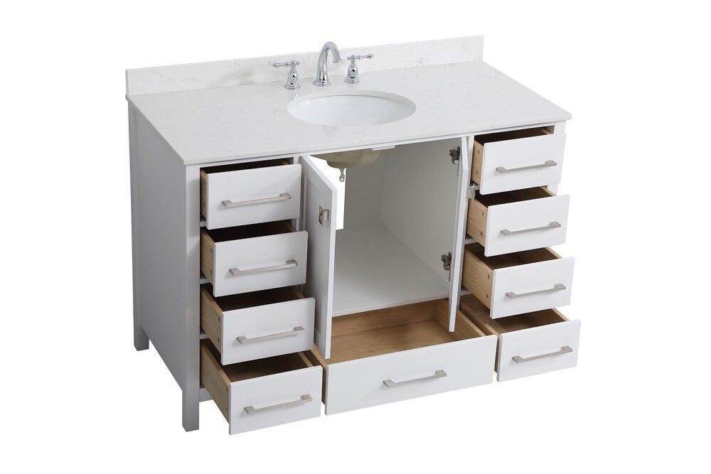 Elegant Furniture & Lighting - Irene 48 inch Single Bathroom Vanity in White with Backsplash - VF18848WH-BS veiw 15