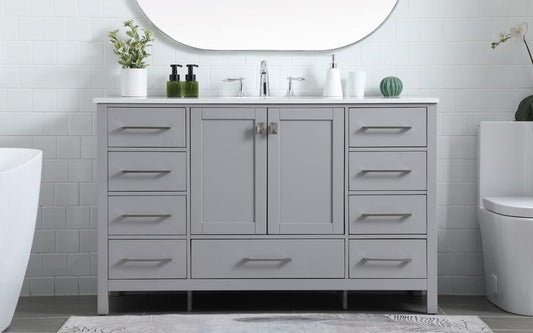 Elegant Furniture & Lighting - Irene 54 Inch SIngle Bathroom Vanity In Grey - VF18854GR veiw 2