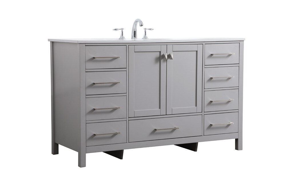Elegant Furniture & Lighting - Irene 54 Inch SIngle Bathroom Vanity In Grey - VF18854GR veiw 8