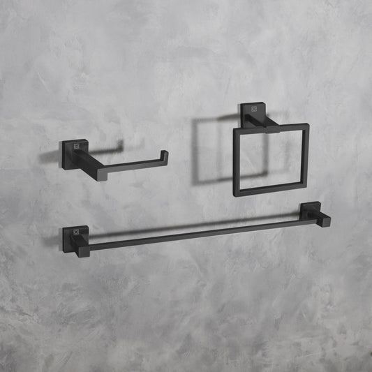 Elegant Furniture & Lighting - Isla 3-Piece Bathroom Hardware Set in Matte Black - HWB-12S3RMBK veiw 2