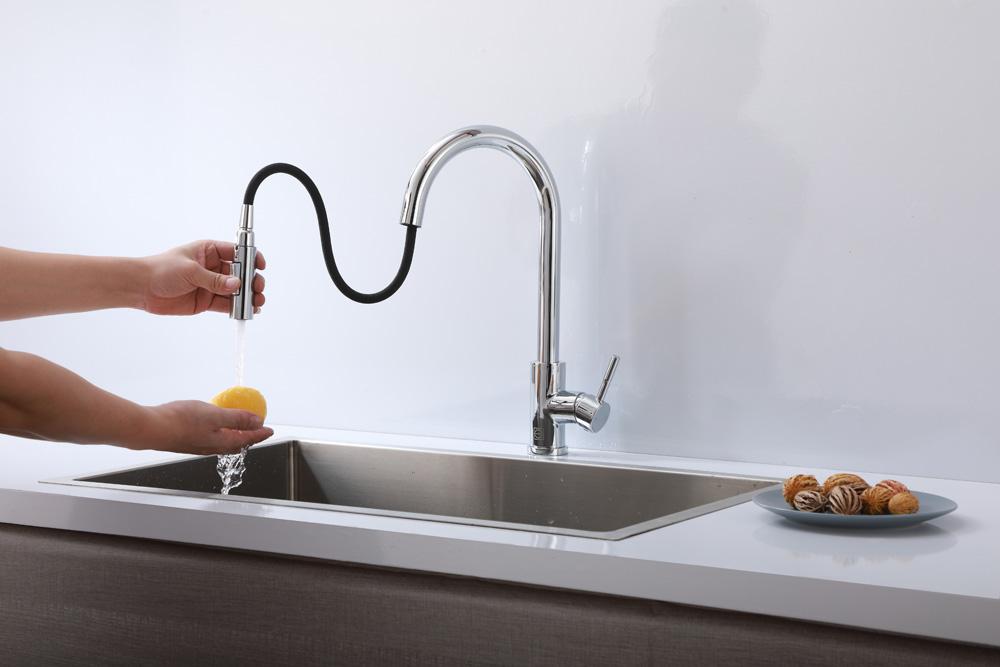 Elegant Furniture & Lighting - Jack Single Handle Pull Down Sprayer Kitchen Faucet in Chrome - FAK-302PCH veiw 5