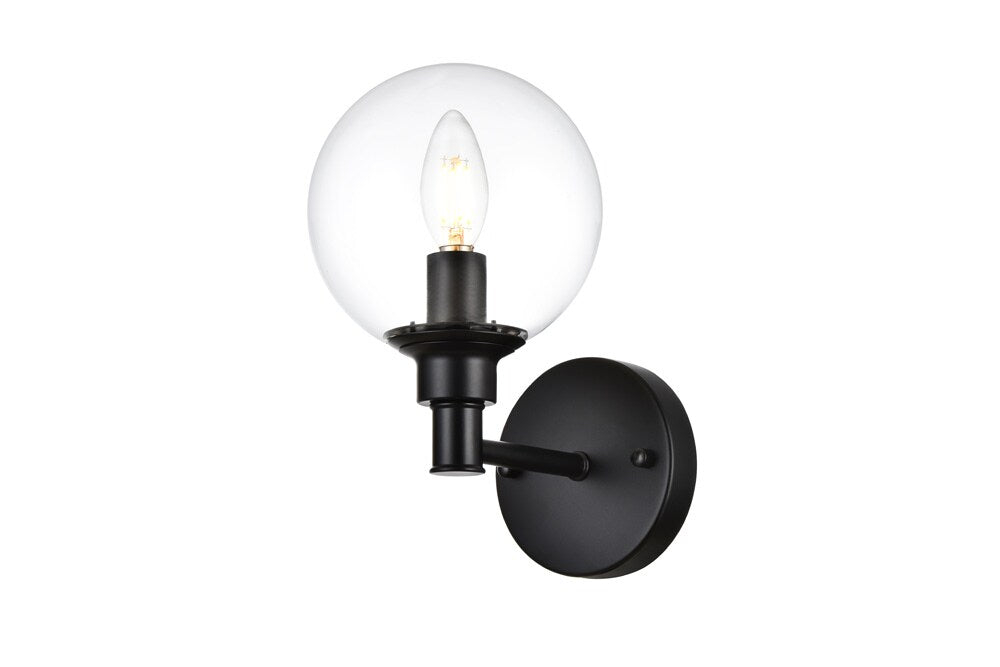 Elegant Furniture & Lighting - Jaelynn 1 light Black and Clear Bath Sconce - LD7318W6BLK veiw 1