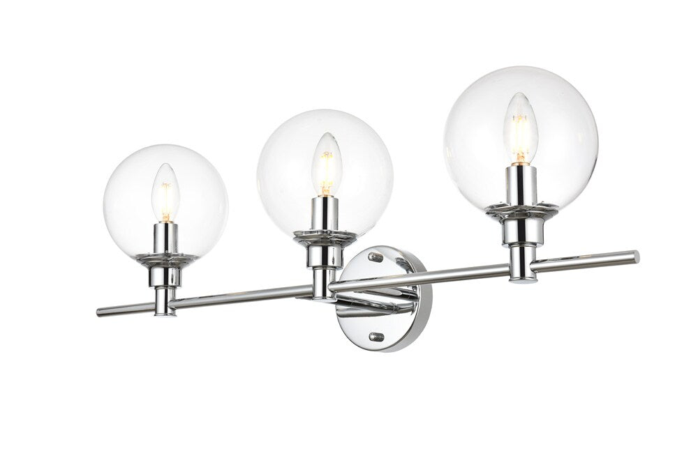 Elegant Furniture & Lighting - Jaelynn 3 light Chrome and Clear Bath Sconce - LD7318W28CH veiw 1