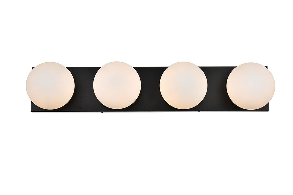 Elegant Furniture & Lighting - Jaylin 4 light Black and frosted white Bath Sconce - LD7303W31BLK veiw 1