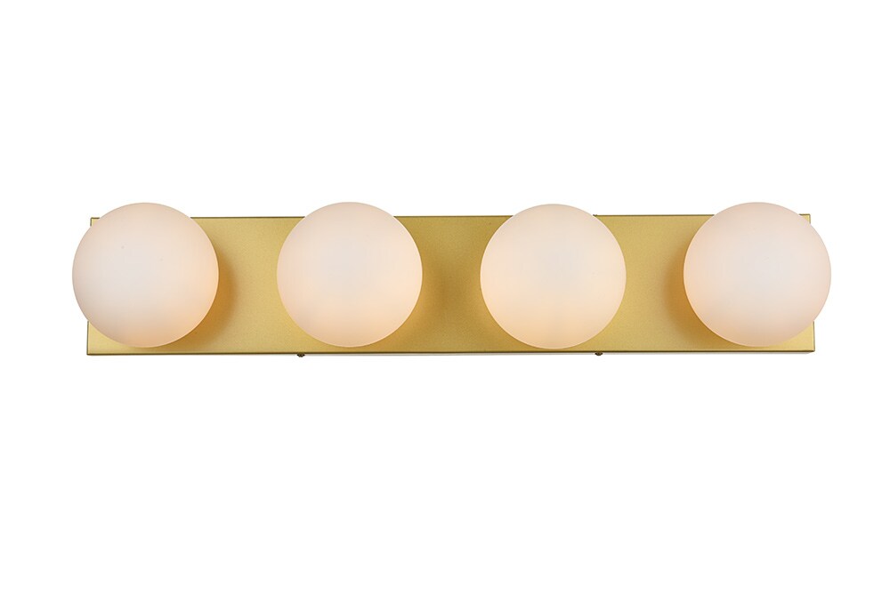 Elegant Furniture & Lighting - Jaylin 4 light Brass and frosted white Bath Sconce - LD7303W31BRA veiw 1