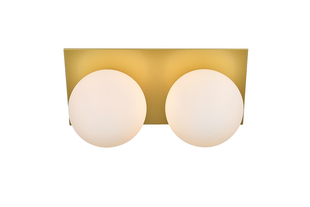 Elegant Furniture & Lighting - Jillian 2 light Brass and frosted white Bath Sconce - LD7304W14BRA veiw 1