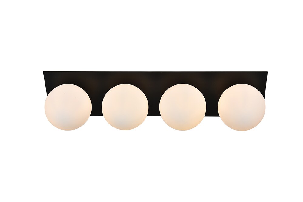 Elegant Furniture & Lighting - Jillian 4 light Black and frosted white Bath Sconce - LD7304W29BLK veiw 1