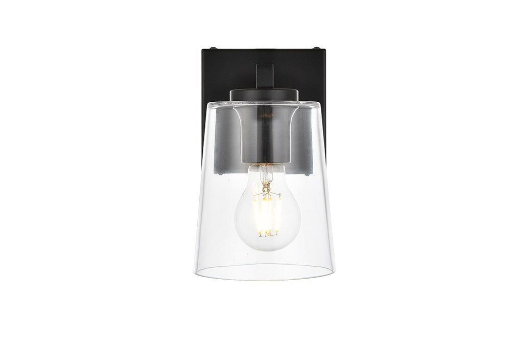 Elegant Furniture & Lighting - Kacey 1 light Black and Clear Bath Sconce - LD7310W5BLK veiw 1