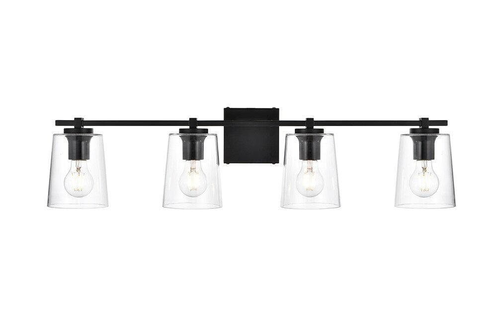 Elegant Furniture & Lighting - Kacey 4 light Black and Clear Bath Sconce - LD7310W33BLK veiw 1