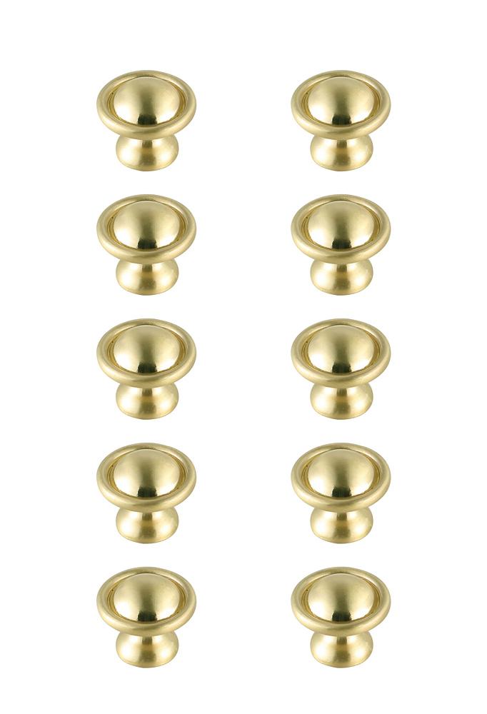 Elegant Furniture & Lighting - Kadea 1.2in Diameter Brushed Gold Mushroom Knob Multipack (Set of 10) - KB2008-GD-10PK veiw 1