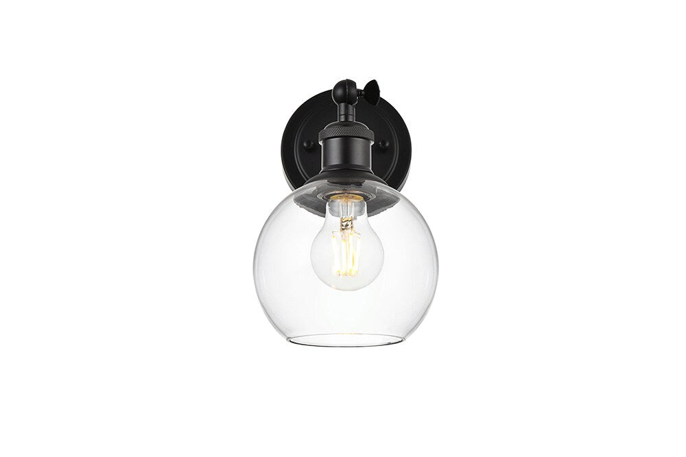 Elegant Furniture & Lighting - Kai 1 light Black and Clear Bath Sconce - LD7325W6BLK veiw 1