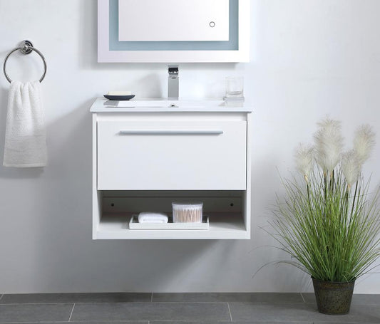 Elegant Furniture & Lighting - Kasper 24 inch Single Bathroom Floating Vanity in White - VF43024WH veiw 2