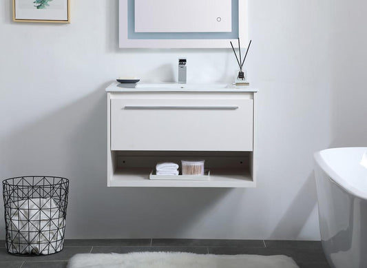 Elegant Furniture & Lighting - Kasper 30 inch Single Bathroom Floating Vanity in White - VF43030WH veiw 2