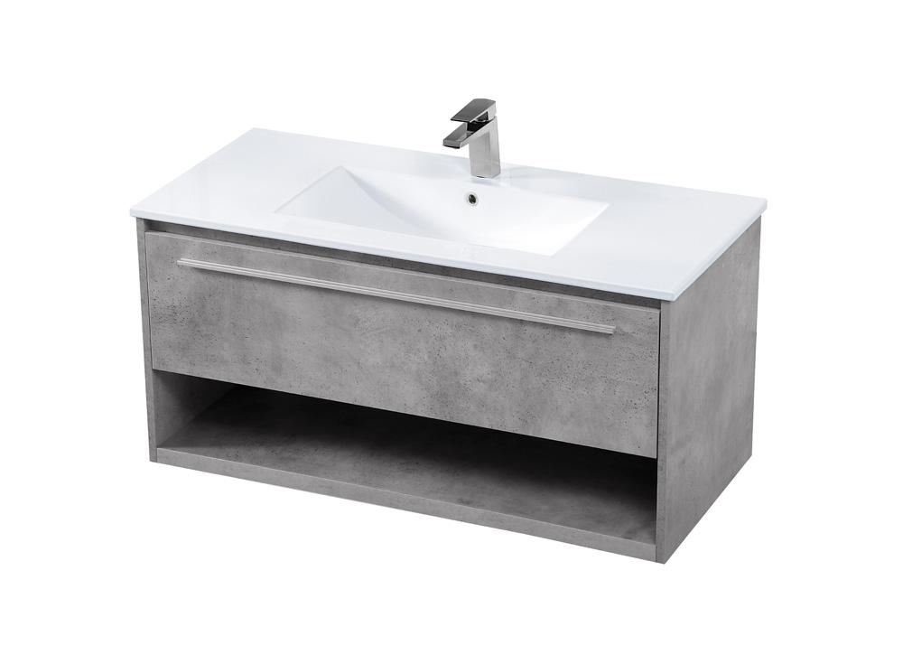 Elegant Furniture & Lighting - Kasper 40 inch Single Bathroom Floating Vanity in Concrete Grey - VF43040CG veiw 8