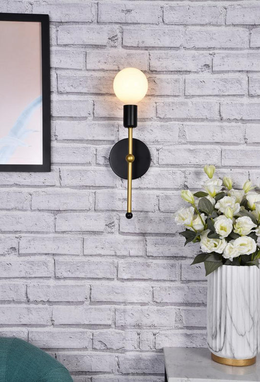 Elegant Furniture & Lighting - Keely 1 light black and brass wall sconce - LD2356BKR veiw 2