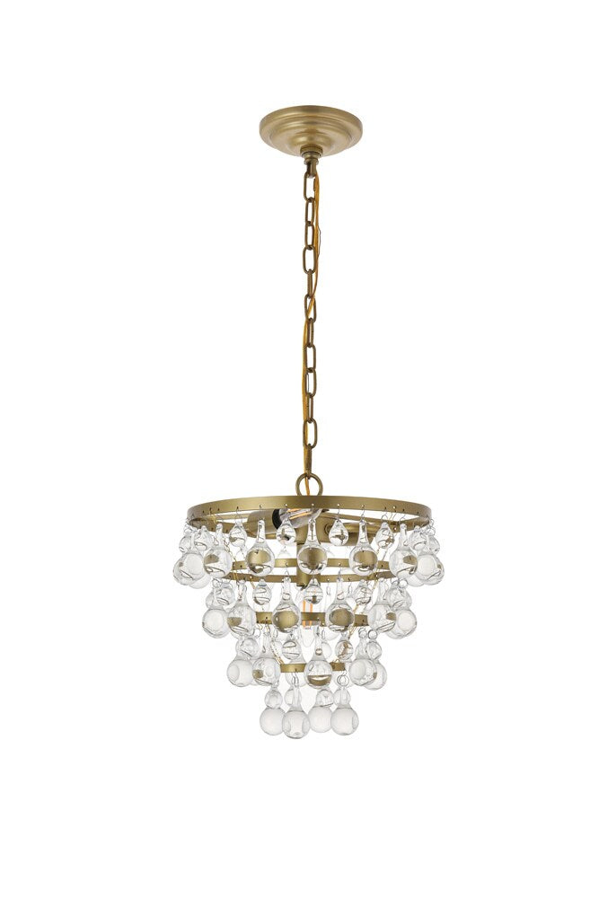 Elegant Furniture & Lighting - Kora 3 light Brass Pendant - LD5016D13BR veiw 1