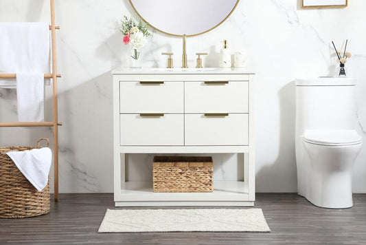 Elegant Furniture & Lighting - Larkin 36 inch Single bathroom vanity in white - VF19236WH veiw 2