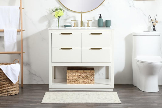 Elegant Furniture & Lighting - Larkin 36 inch Single bathroom vanity in white with backsplash - VF19236WH-BS veiw 2