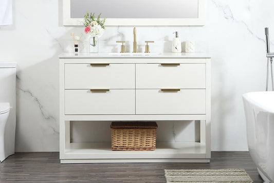 Elegant Furniture & Lighting - Larkin 48 inch Single bathroom vanity in white with backsplash - VF19248WH-BS veiw 2