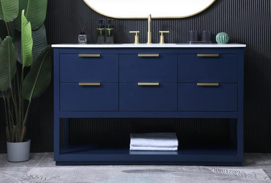 Elegant Furniture & Lighting - Larkin 54 Inch SIngle Bathroom Vanity In Blue - VF19254BL veiw 2