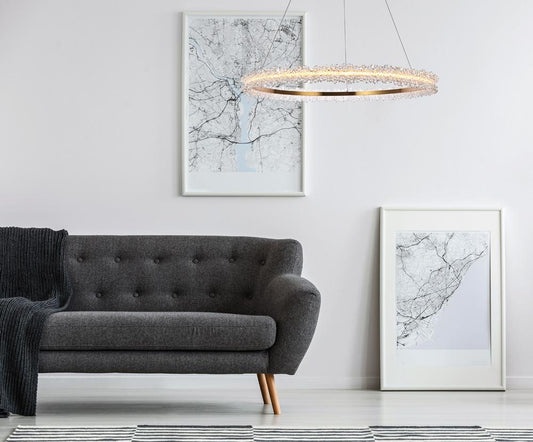 Elegant Furniture & Lighting - Laurel LED 34 inch Gold pendant - 3506D34G veiw 2