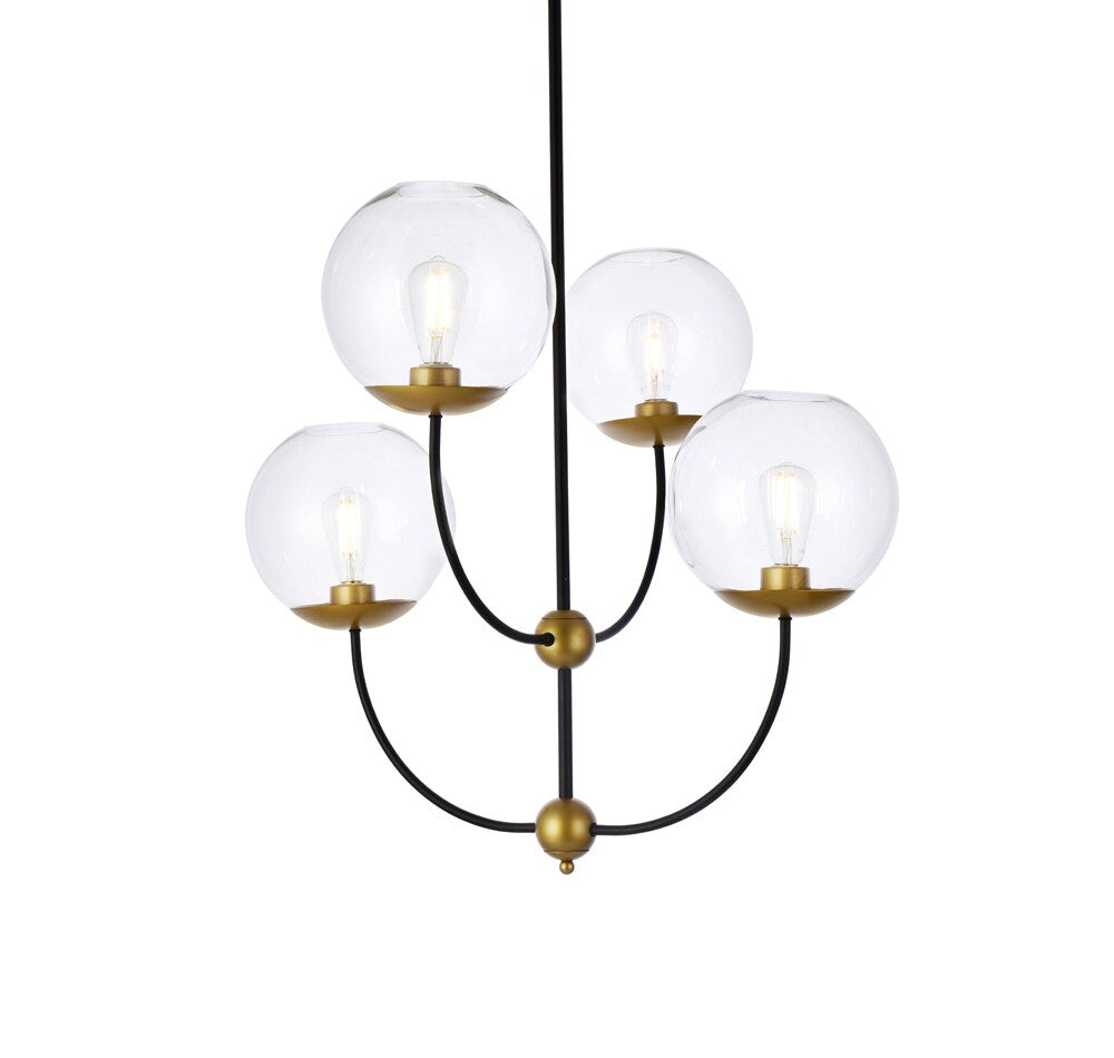 Elegant Furniture & Lighting - Lennon 31.5 inch pendant in black and brass with clear shade - LD652D30BRK veiw 1