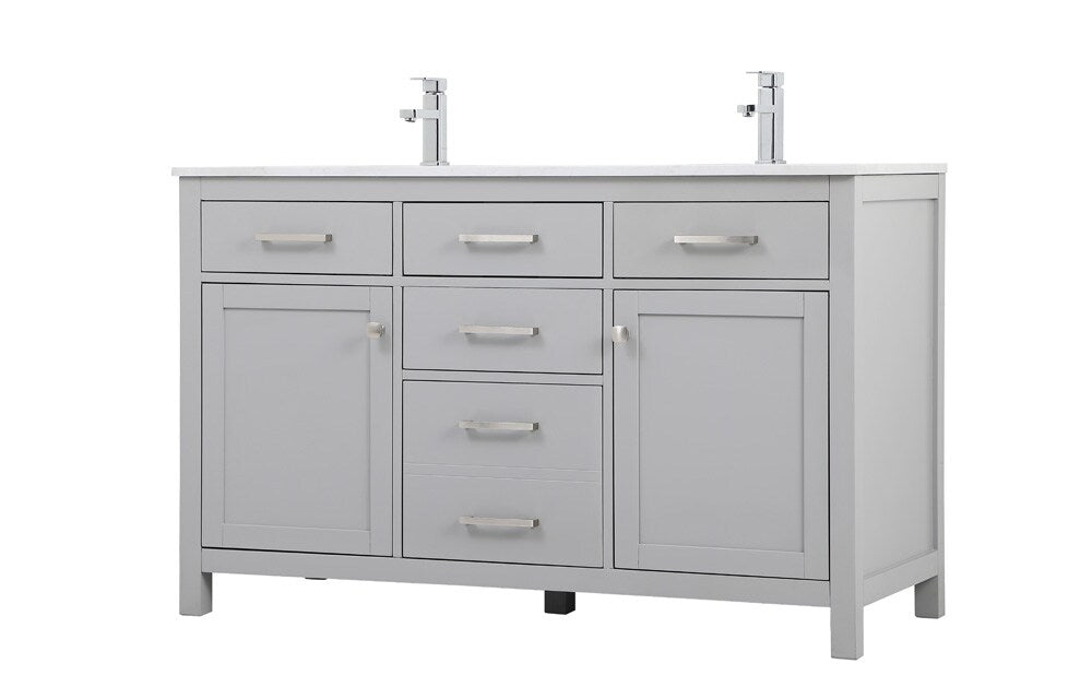 Elegant Furniture & Lighting - Lewis 54 Inch Double Bathroom Vanity In Grey - VF23354DGR veiw 8