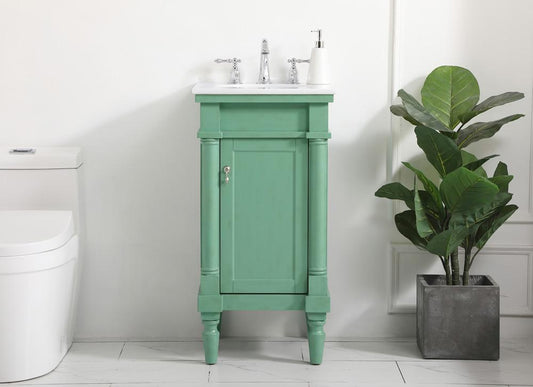 Elegant Furniture & Lighting - Lexington 18.5 inch Single Bathroom vanity in vintage mint with ivory white engineered marble - VF13018VM-VW veiw 2