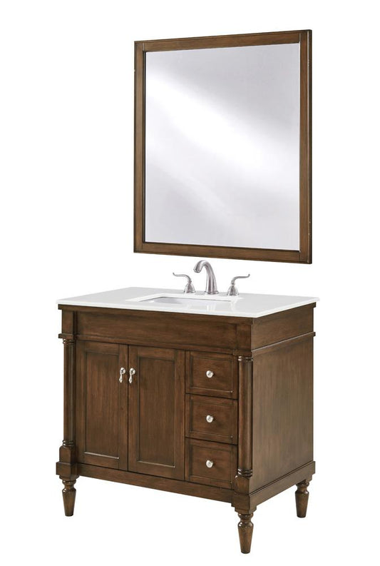 Elegant Furniture & Lighting - Lexington 36 inch Single Bathroom vanity in Walnut with ivory white engineered marble - VF13036WT-VW veiw 2