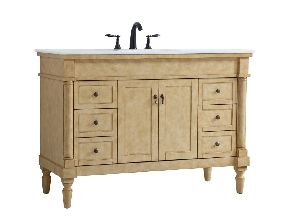 Elegant Furniture & Lighting - Lexington 48 inch Single Bathroom vanity in Antique Beige with ivory white engineered marble - VF13048AB-VW veiw 8