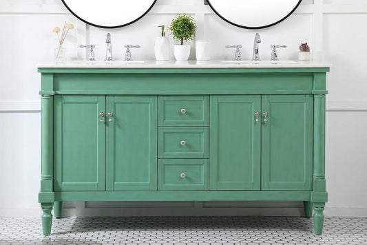 Elegant Furniture & Lighting - Lexington 60 inch double bathroom vanity in vintage mint - VF13060DVM veiw 2