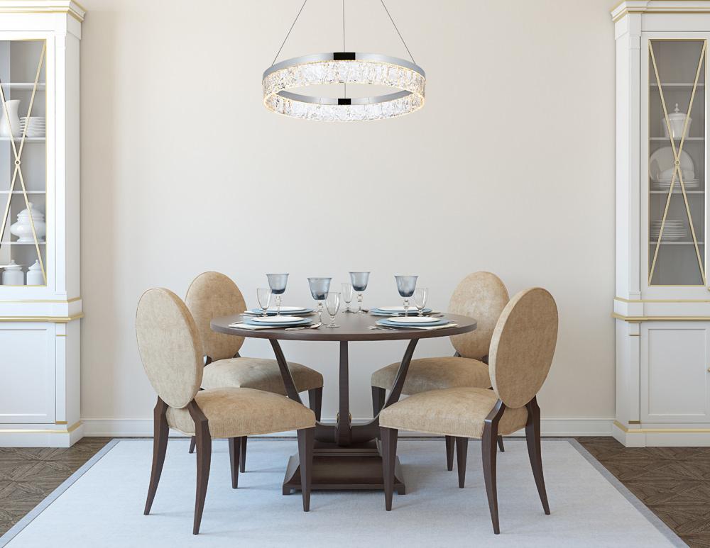 Elegant Furniture & Lighting - Linden 22 inch Adjustable LED chandelier in Chrome - 2050D22C veiw 11
