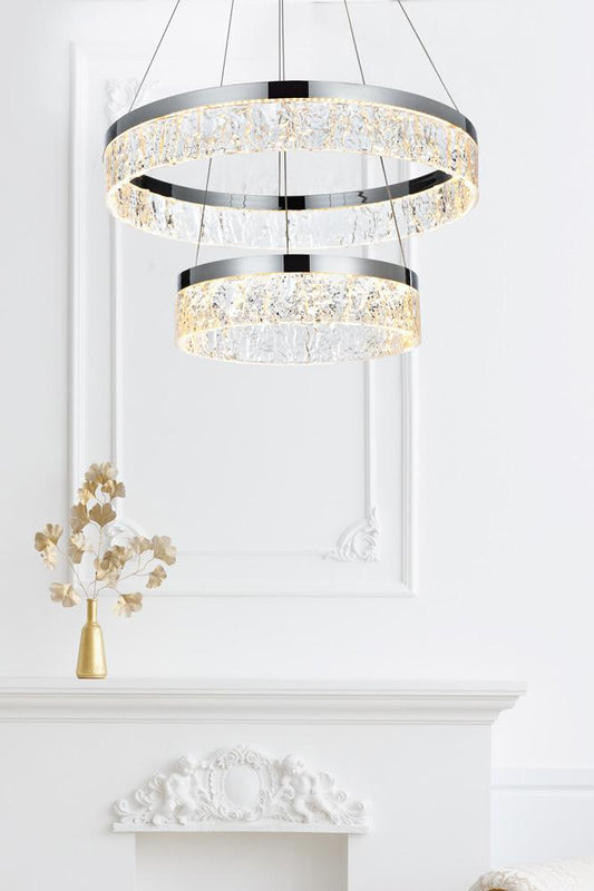 Elegant Furniture & Lighting - Linden 22 inch Adjustable LED chandelier in Chrome - 2050G22C veiw 2