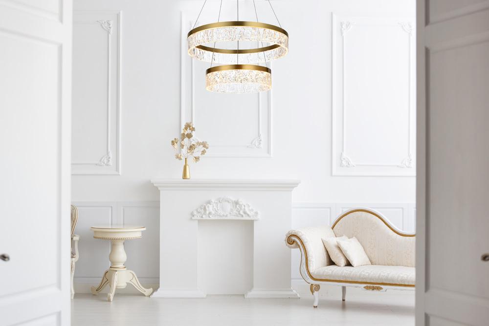 Elegant Furniture & Lighting - Linden 22 inch Adjustable LED chandelier in Satin Gold - 2050G22SG veiw 11