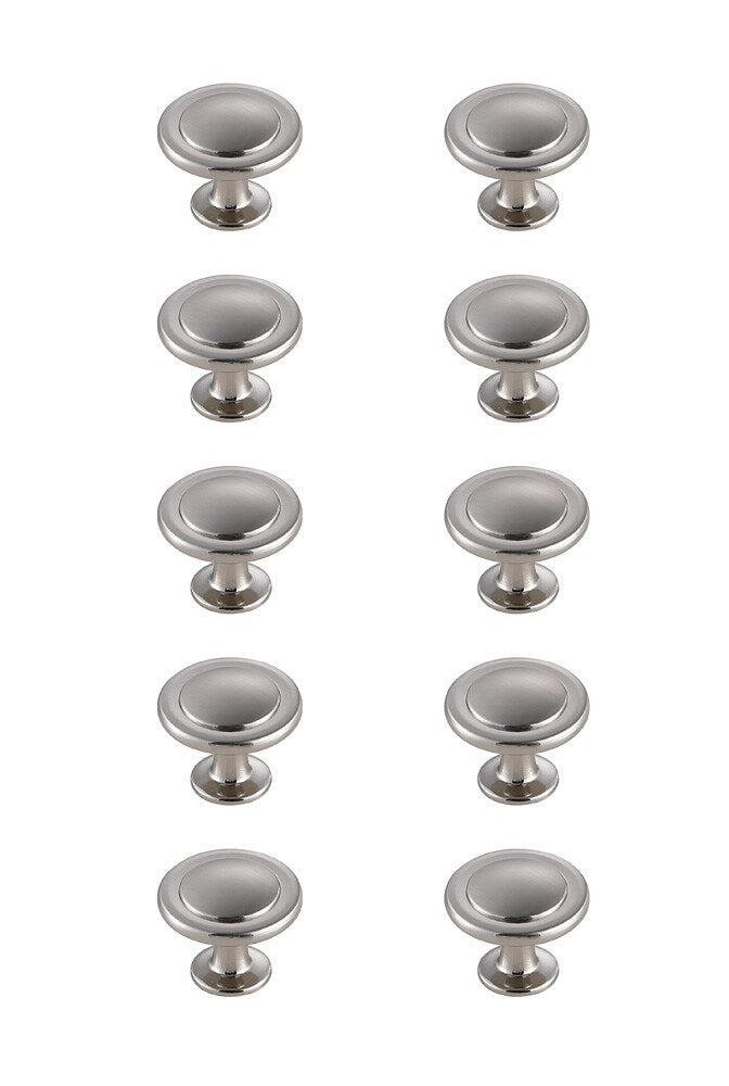 Elegant Furniture & Lighting - Logyn 1.3in Diameter Brushed Nickel Mushroom Knob Multipack (Set of 10) - KB2005-NK-10PK veiw 1