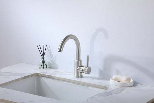 Elegant Furniture & Lighting - Louis Single Hole Single Handle Bathroom Faucet in Brushed Nickel - FAV-1003BNK veiw 2